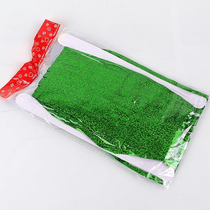 Green Backdrops Curtains Christmas Party Decorations, Tinsel Streamers Birthday Decoration for St Patricks Day Decoration, Photo Booth Props for Wedding, 1Pack 3.28X6.56Ft