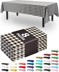 Pureegg Plastic Table Cloth Disposable 8 Pack, 54 x 108 Inch Table Cloths, Party, Picnic, Decorative Gingham Tablecloths, Rectangle, Black and White Checkered Cover, Leakproof & Sturdy, Black Plaid