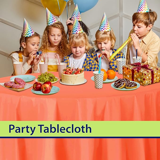 Orange Disposable Plastic Tablecloth for Round Tables (36 Pack) Table Cloths for Parties, Events & Weddings, Indoors & Outdoors, 84 inches, Plastic Table Cover