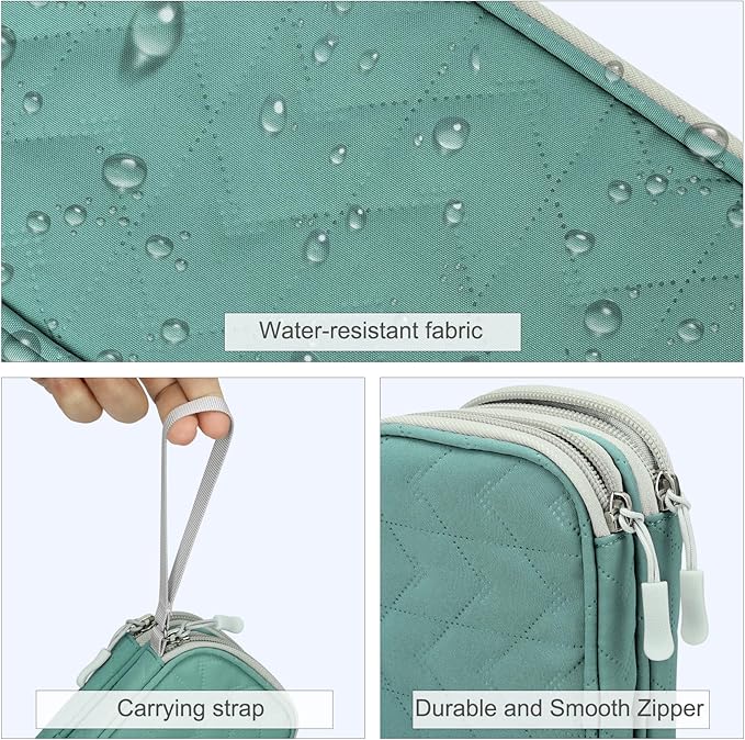 FYY Electronic Organizer, Travel Cable Organizer Bag Pouch Electronic Accessories Carry Case Portable Waterproof Double Layers All-in-One Storage Bag for Cable, Cord, Charger, Phone,-Pattern Green