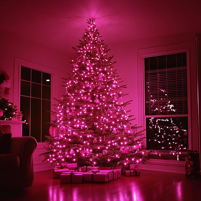 TW SHINE Christmas Lights, 20FT 100 Count Incandescent Mini Christmas Tree Light, Waterproof Xmas String Lights for Outdoor Indoor Home Party Yard Decorations, Pink