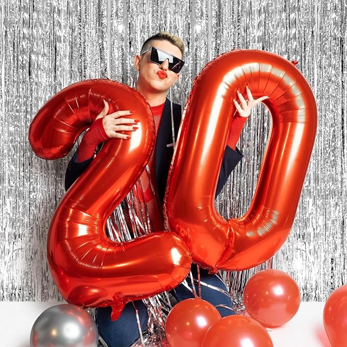 30 Balloon Number, Red Number 30th Birthday Balloons 40 Inch, 30 Years Old Red Birthday Decorations for Men Women, 30th Anniversary Decorations