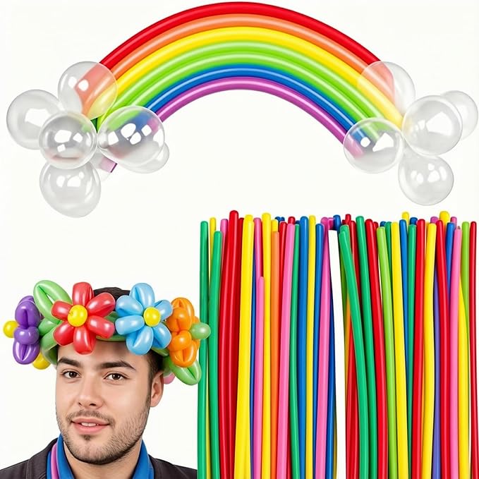 Koogel 400PCS 260 Balloons, Assorted Color Long Skinny Twisting Animal Balloons for Animal Garland Modeling Tying Latex Balloon Arch Wedding Birthday Graduation Carnivals Party Decoration