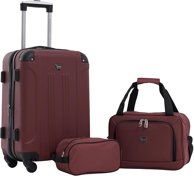 Travelers Club Chicago Hardside Expandable Spinner Luggage, Apple Butter, 3 Piece Set