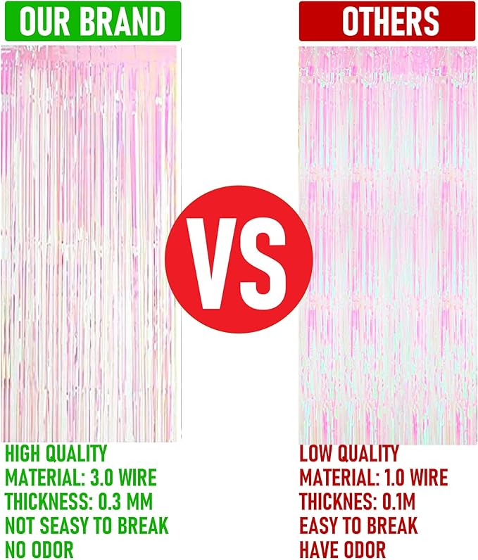 Dazzle Bright 4 Pack Backdrop Curtain, 3FT x 8FT Metallic Tinsel Foil Fringe Curtains Photo Booth Background for Baby Shower Party Birthday Wedding Engagement Bridal Shower (Multicolor)