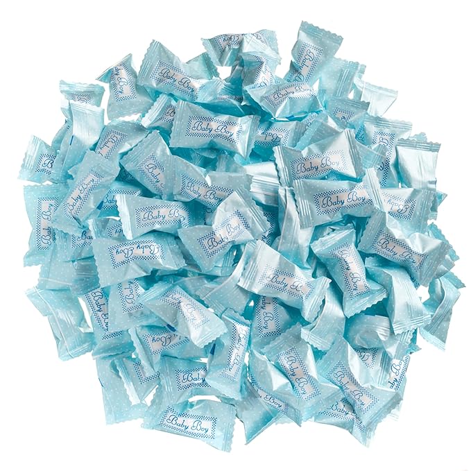 Candy Envy - Baby Boy Buttermints - 10 Bags Casepack with Approximately 100 Mint Per Bag - Baby Shower Favors
