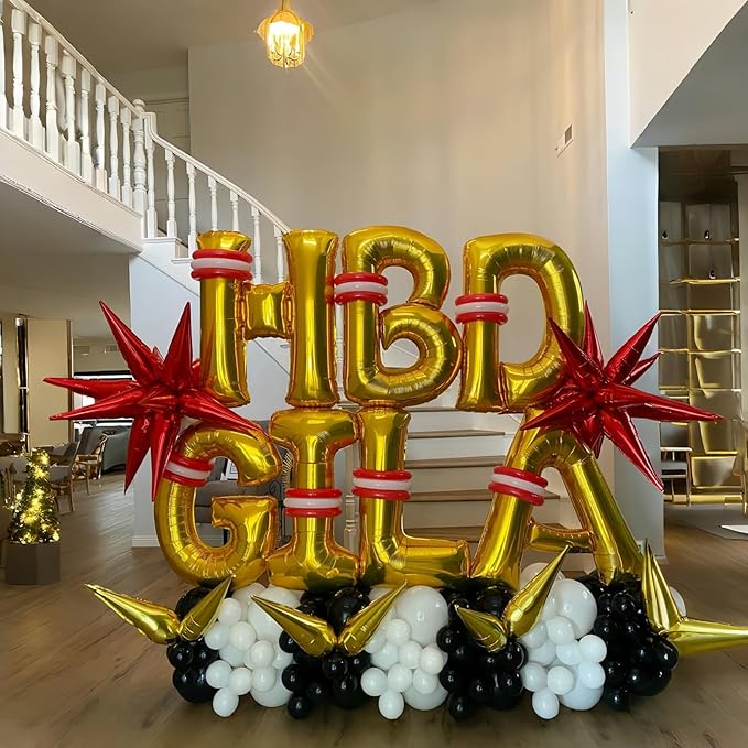 Giant C Alphabet Name Balloon, Gold Self Inflating Custom Letter Balloons Birthday Decor, 40 Inch Helium Mylar Foil Word Balloons Letters for Girls Men Anniversary Party Graduation Decoration Supplies