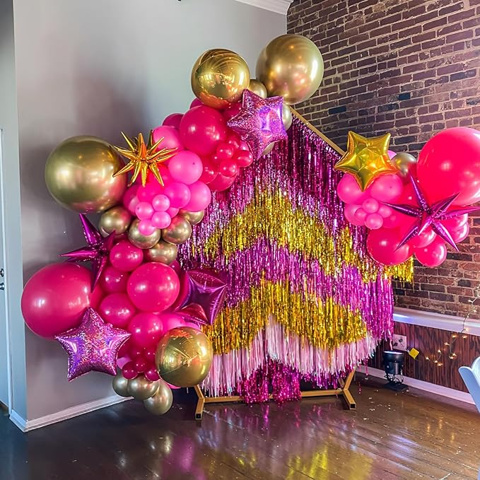 90pack Hot Pink Balloons Different Size 18/12/10/5 Inch Dark Pink Balloon Garland Arch Kit for Graduation, Wedding, Birthday, Princess Theme Party, Valentine's Day, Baby Shower Decorations