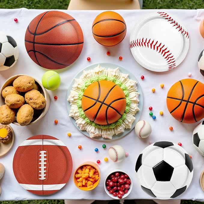 Sports Themed Birthday Party Kit for 24 - Includes Sports Banner, Tablecloth, Cups, Plates and Napkins for Boys Sports Theme Party Decorations Supplies