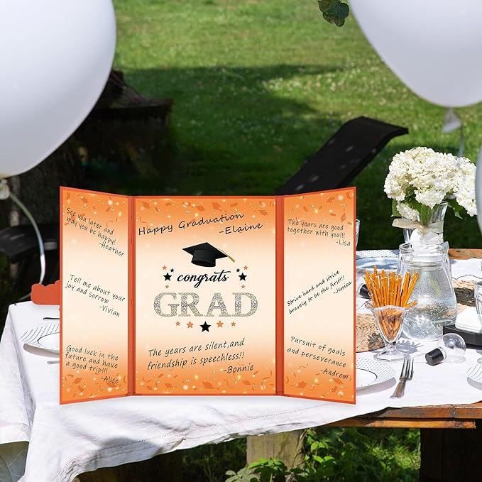 Vlipoeasn 2PCS Graduation Guest Book Alternative, Orange Class of 2026 Party Decorations, Grad Signature Book for 2026 College High School, Unique Graduation Gifts for Friends
