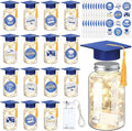 Boao 16 Sets Graduation Table Decoration Set with LED Light up Graduation Decorations for Class of 2026, Grad Jar, Felt Grad Hat and Stickers for High School College(Blue,Vivid)