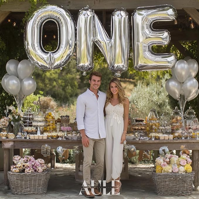 AULE 40 Inch Big Letter Balloon Silver N Large Foil Helium Alphabet Balloons A-Z for Birthday Anniversary Graduation New Year Party Decoration Supplies