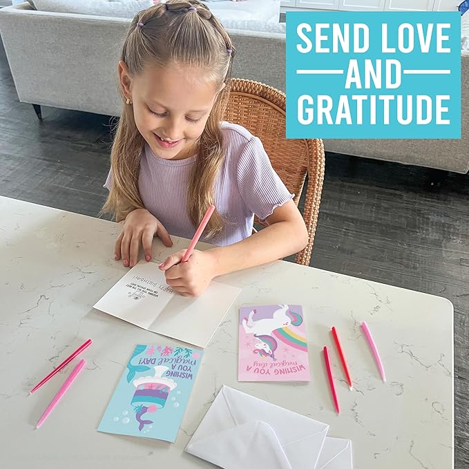 Hadley Designs Happy Birthday Cards for Kids with Envelopes - 54 Assorted Kids Birthday Cards Bulk for Classroom, Generic Children Greeting Card Pack for Students, Bday Notecards, Designed in USA