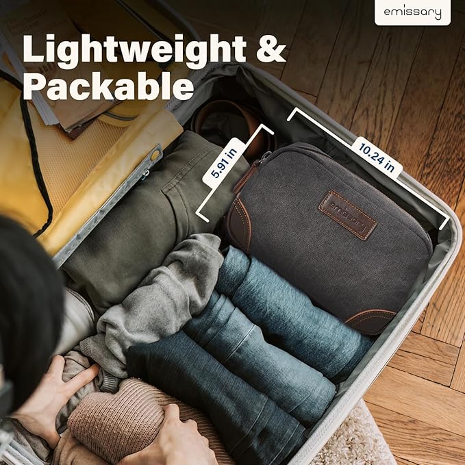 emissary Toiletry Bag for Men, Canvas Travel Toiletry Bag Men's Dopp Kit, Water-resistant Bathroom Bag Mens Shaving Kit, Travel Kit Small Bags, Shaving Bag, Toiletry Bags