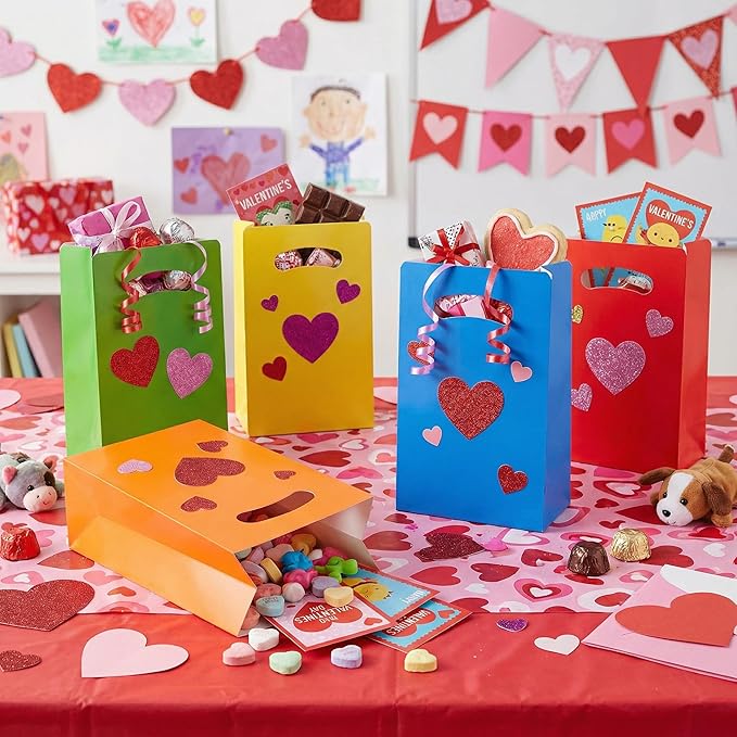 UnicoPak 15 Pack Colorful Party Favor Bags - 6×3×9” Vibrant Goodie Bags in 5 Assorted Colors for Birthday, Classroom, Halloween - Sturdy Red Blue Yellow Green Orange Gift Bags, Customizable for Treats Cookies