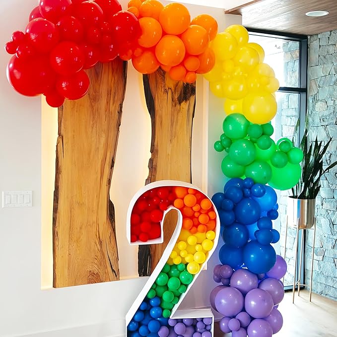 134pcs Rainbow Balloon Arch Kit Different Sizes 18" 12" 10" 5" Assorted Color Latex Balloon Garland Arch Kit for Birthday Baby Shower Graduation Wedding Gender Reveal Party Decorations