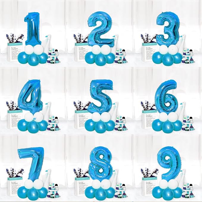 40 Inch Blue Number Balloons, Helium Mylar Foil Number Balloons for Birthdays, Number 9 Balloon for Party Wedding Bachelorette Birthday Bridal Shower Graduation Anniversary Celebration Party