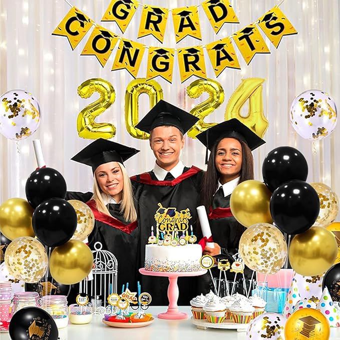 Black and Gold Party Decorations 4 Set Balloon Stand Table Centerpieces for Men's Women's Birthday Wedding Retirement Anniversary New Years Graduation Decorations 2026