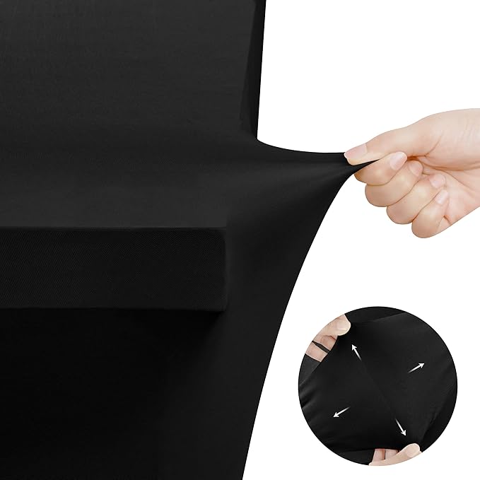 Utopia Kitchen Spandex Tablecloth 2 Pack [4FT, Black] Tight, Fitted, Washable and Wrinkle Resistant Stretch Table Cloth Rectangle Cover for Trade Show, Weddings & Parties [48Lx30Wx30H Inch]