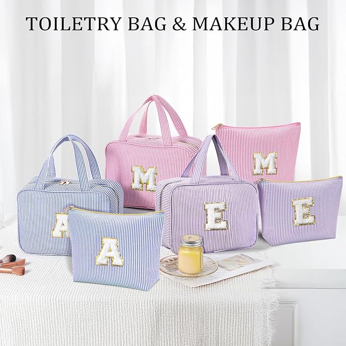 YOOLIFE 13 14 15 16 17 18 19 Year Old Girls Birthday Gifts - Hanging Toiletry Bag, Personalized Gifts for Women Teen Girls Daughter Sister Friends - Letter M, Blue