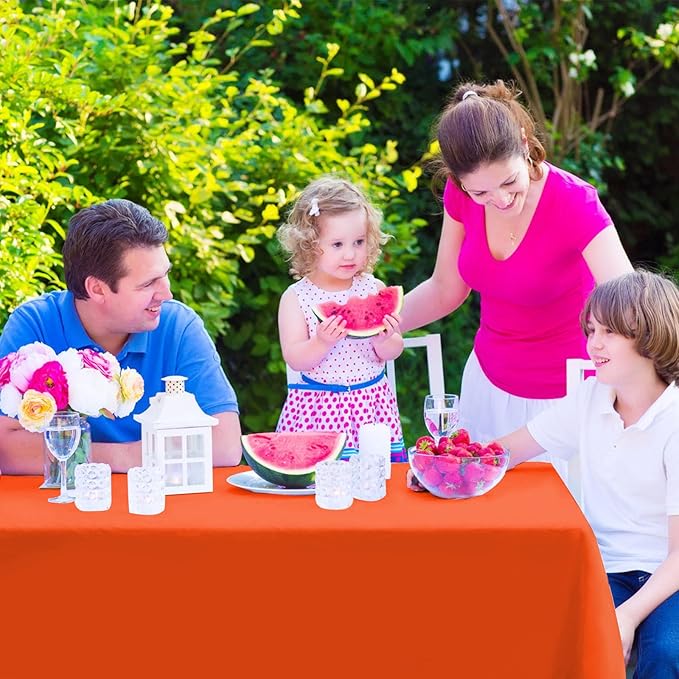 Kopokita 2PCS Orange Plastic Tablecloths 54 x 108 Inch, Disposable Table Cloths Rectangle Party Table Covers