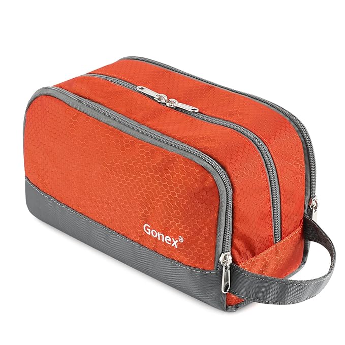 Gonex Travel Toiletry Bag Nylon, Shaving Bag Toiletry Organizer Orange