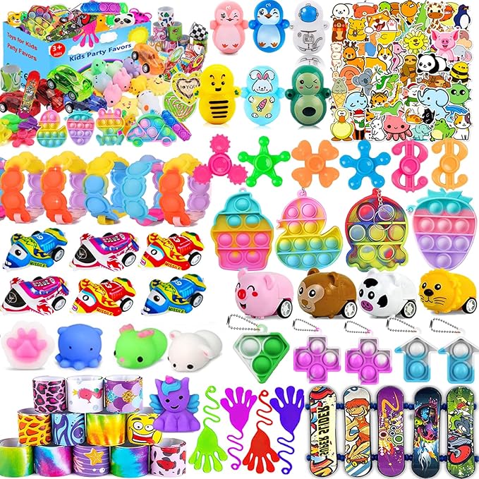 117 PCS Party Favors for Kids 4-8-12, Pop Fidget Toys, Goodie Bag Stuffers, Treasure Box Toys for Classroom Prizes, Pinata Stuffers, Goodie Bags Filler, Prize Box toys for Kids Classroom