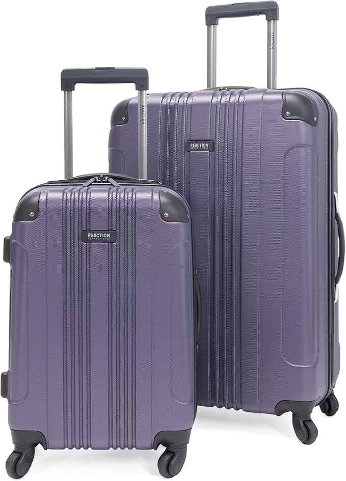 Kenneth Cole REACTION Out of Bounds Lightweight Hardshell 4-Wheel Spinner Luggage, Smokey Purple, 2-Piece Set (20" & 28")