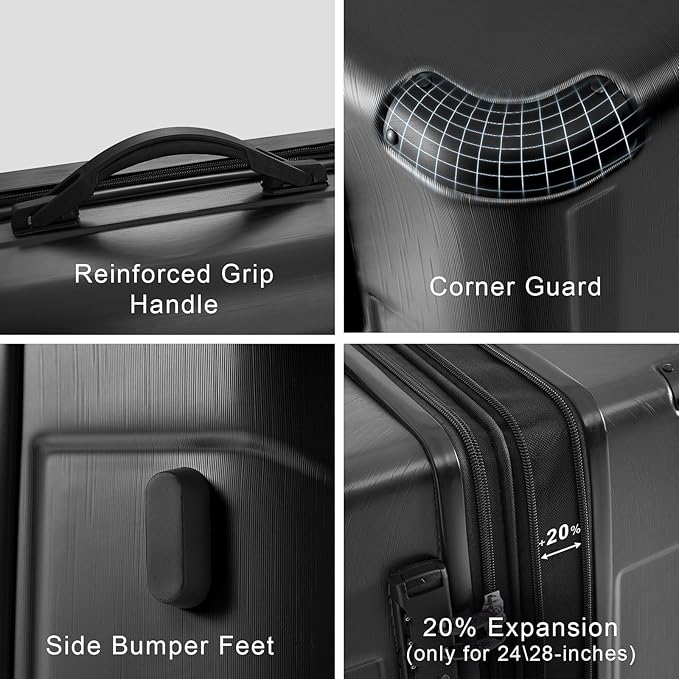 Merax 24 Inch Expandable Checked Luggage, Hardshell ABS Medium Suitcase with Spinner Wheels, TSA Lock, Lightweight Travel Suitcase for Long Trips and Vacations
