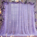 10x10ft Purple Tulle Backdrop Curtain with Lights String for Parites, Sheer Photo Backdrop Curtains for Wedding Baby Shower Birthday Party Photo Shoot Decorations