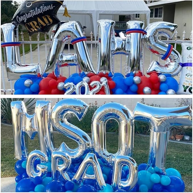Silver Letter Q Balloons 40 inch Large Alphabet Q Balloons Silver Helium Foil Letter Balloon Banner for Birthday Party Anniversary Wedding Decoration