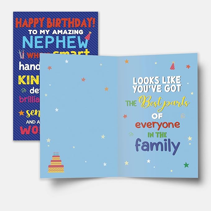 Nephew Birthday Card, Funny Birthday Card Gifts for Nephews from Aunt Uncle, Heartwarming Greeting to A Wonderful Nephew
