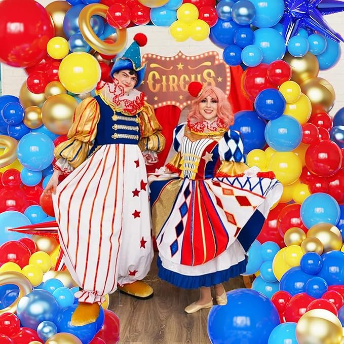 142 Pcs Cartoon Hedgehog Red Blue Yellow Balloon Arch Kit,Gold Circle Twisting Balloons with Exploding Star Foil Balloons for Video Game Theme Birthday Party Carnival Circus Baby Shower Decorations
