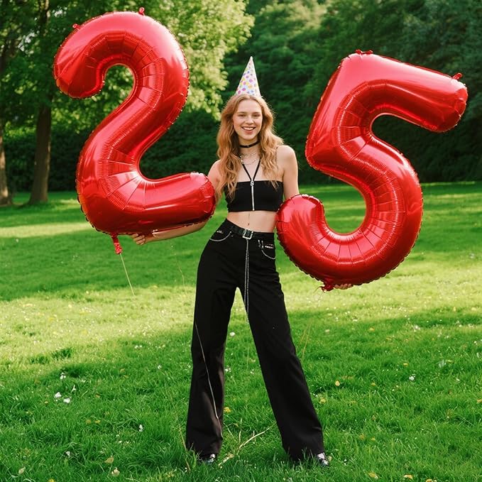Red Number 2, Balloons 40 Inch Giant Foil Large 2 Number Balloons,Number 2 Digital Two Helium Balloons 12 20 21st Numbers Birthday Decorations for Parties, Anniversaries Supplies Decorations