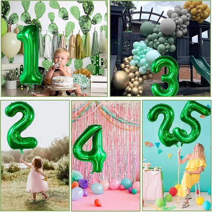 Green Number Balloons, 40 Inch Dark Green Balloon 2.2 Helium Balloon 2nd Birthday for 2 Years Birthday Party Wedding Anniversary Decoration Children Girls Boys