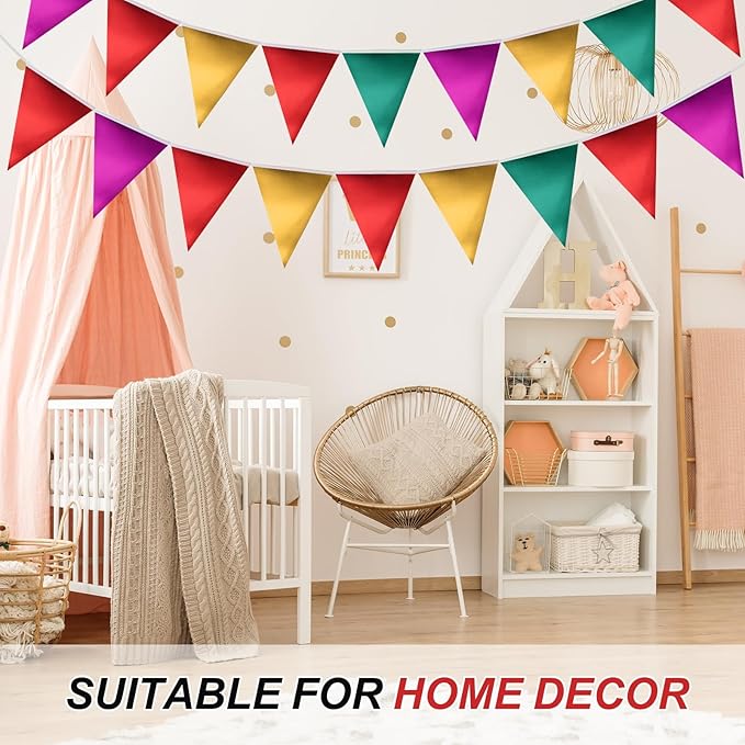 PATIKIL Pennant Banner Flags 33 Ft, 36 Pcs Colorful Triangle Banners Party Banner Bunting Garland String for Graduation Birthday Wedding Anniversary Outdoor Decoration, Multicolor