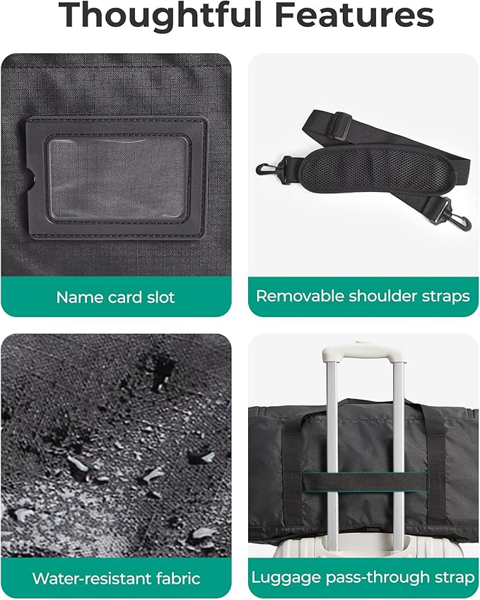 BAGSAMRT 60L Foldable Duffle Bag for Travel, Large Travel Duffel Bag for Men, 4 in 1 Travel Backpack, Carry on Weekender Bag, Army Green