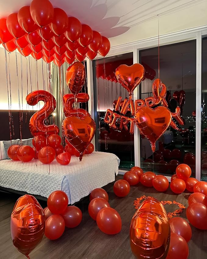 40 Inch Red Number 5 Balloon, Giant 5 Number Balloons for 5th Birthday Decorations, Party Supplies for Baby Boy Girl, Red Party Decor