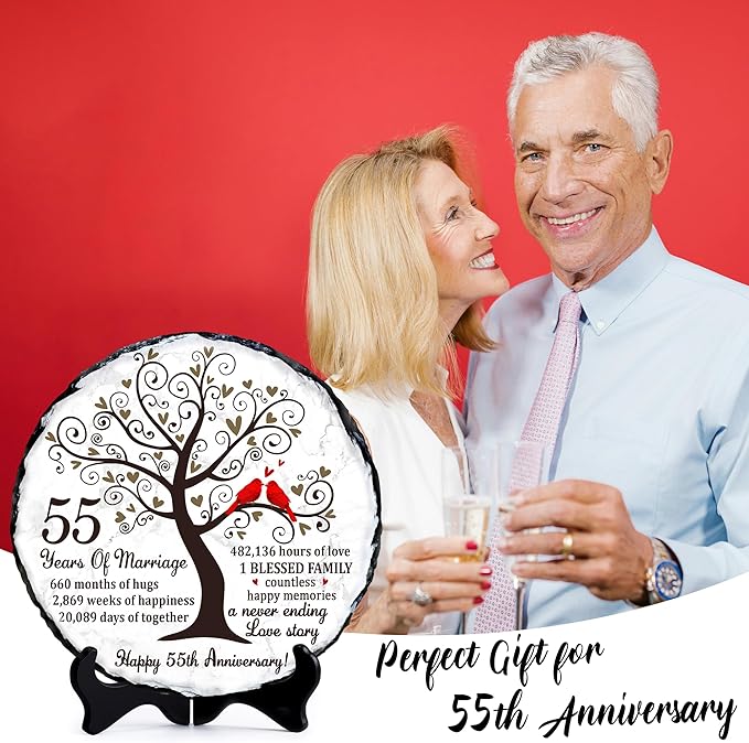 Emerald Couple Slate Plate- 55th Anniversary Wedding Gifts for Parents Couple - 55th Wedding Anniversary Unique Gift Ideas - 55 Years of Marriage Decoration, Keepsake, Plaque