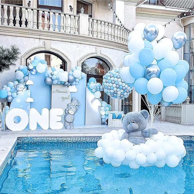 PartyWoo Light Blue Balloons 50 pcs 12 Inch Baby Pastel Sky Aqua Blue Latex Helium Balloons for Graduation Baby Shower Gender Reveal Wedding Under the Sea Birthday Party Decorations Blue-Y4