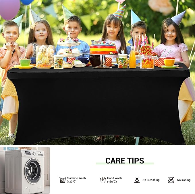 Obstal 6ft Stretch Spandex Table Cover for Standard Folding Tables - Universal Rectangular Fitted Tablecloth Protector for Wedding, Banquet and Party, 72L x 30W x 30H Inches, Wine Red, 2pc