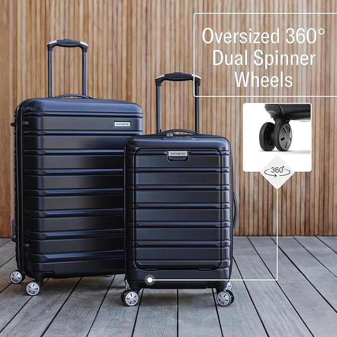 Samsonite Omni 2 Hardside 3 Piece Set - Includes Global Carry-On, Medium, & Large Checked Suitcases - 360° Dual Spinner Wheels - Integrated TSA Lock & Expansion - Amazon Exclusive - Artic Silver