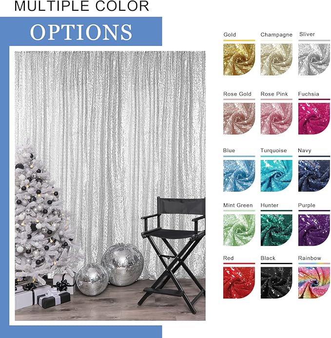 Hahuho Gold Sequin Backdrop Curtain, 2PCS 2FTx8FT Glitter Backdrop Curtain for Parties, Christmas, Wedding, Party Decoration（2 Panels, 2FT x 8FT, Gold