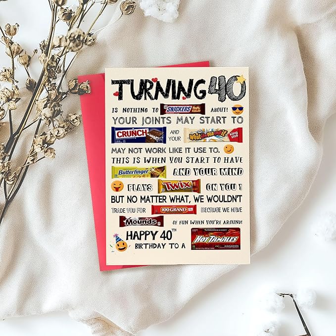 Funny 40th Birthday Card for Women Men, Happy 40th Birthday Gifts for Women Men, Unique 40 Year Old Bday Cards Gifts for Him Her, Cute 40th Birthday Decorations Ideas