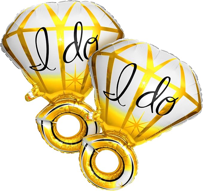 KatchOn, Gold Ring I Do Balloon - 25 Inch, Pack of 2 | Engagement Ring Balloon Set for Engagement Party | I Do Ring Balloons for I Do Decorations | Bachelorette Party Supplies for I Do BBQ Decorations