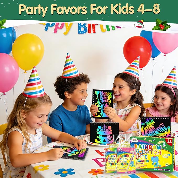 ZMLM 48 Pack Scratch Art Party Favors: Birthday Party Favors for Kids 4-8, Bulk Rainbow Scratch Notebook Paper Pads, Goodie Bags Stuffers Girls Boys Classroom Gifts Crafts Toys Easter Basket Stuffers