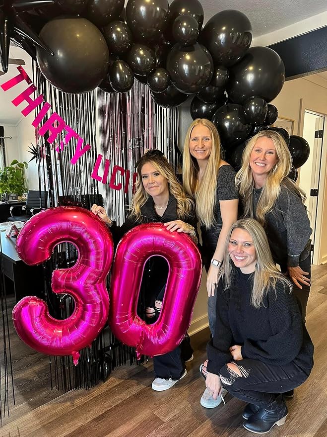 30 Balloon Number, Hot Pink Number 30th Birthday Balloons 40 Inch, 30 Years Old Hot Pink Birthday Decorations for Men Women, 30th Anniversary Decorations