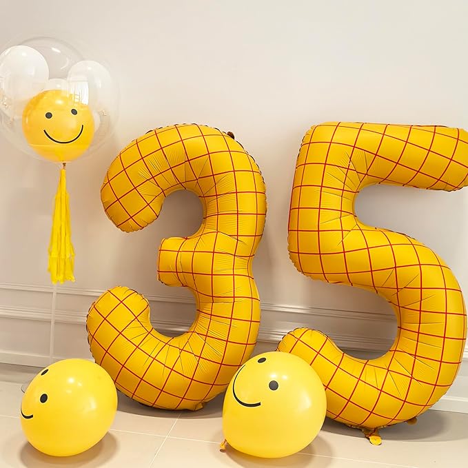 40-Inch Large Number Balloon Toy Inspired Story Matte Yellow Birthday Balloon Western Rodeo Party Supplies Boy Girl Story Anniversary Kids Birthday Party Cowboy Farm Themed Baby Welcome Decorations