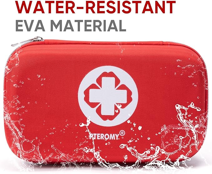 PTEROMY 300 Piece First Aid Kit, Portable Small Emergency Kits Compact 1st Aid Kit with Hard Storage Case for Car, Travel, Home, Camping, Outdoor, Hiking