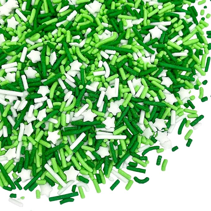 Manvscakes Sprinkles- Edible Cake and Cupcake Sprinkles with Assorted Shapes and Sizes for Parties, Metallic Sprinkle Mix for Cookies, Ice Cream, Cake and Cupcake Decorating, 4 oz (Green and Silver)